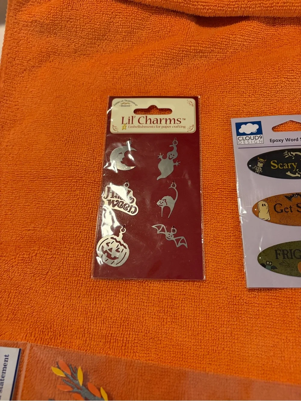 Halloween lot of 13 sealed NEW pkg’sassorted Party Craft Embellishments - Orange